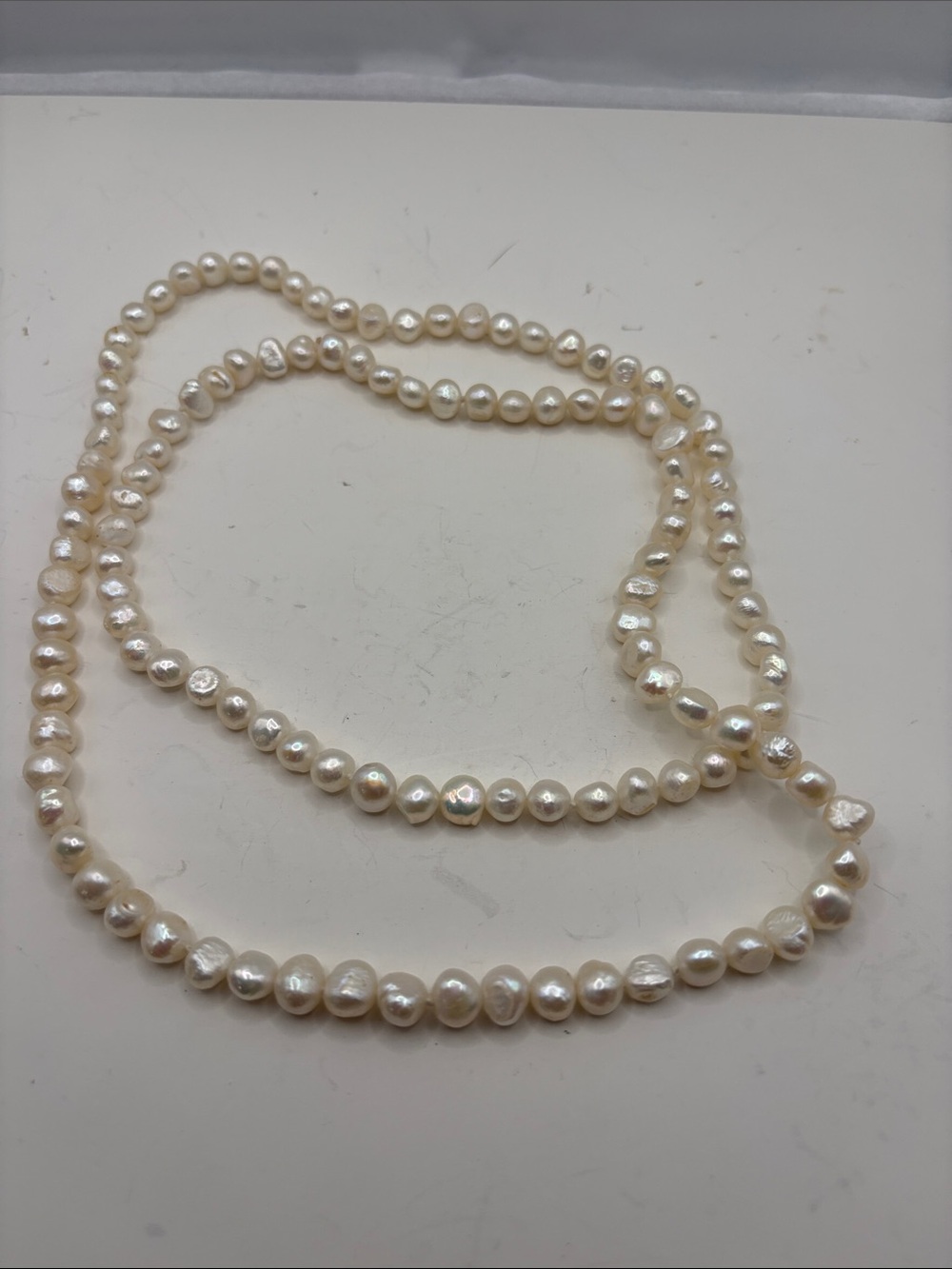 Freshwater natural baroque pearl 34 inch necklace slip over